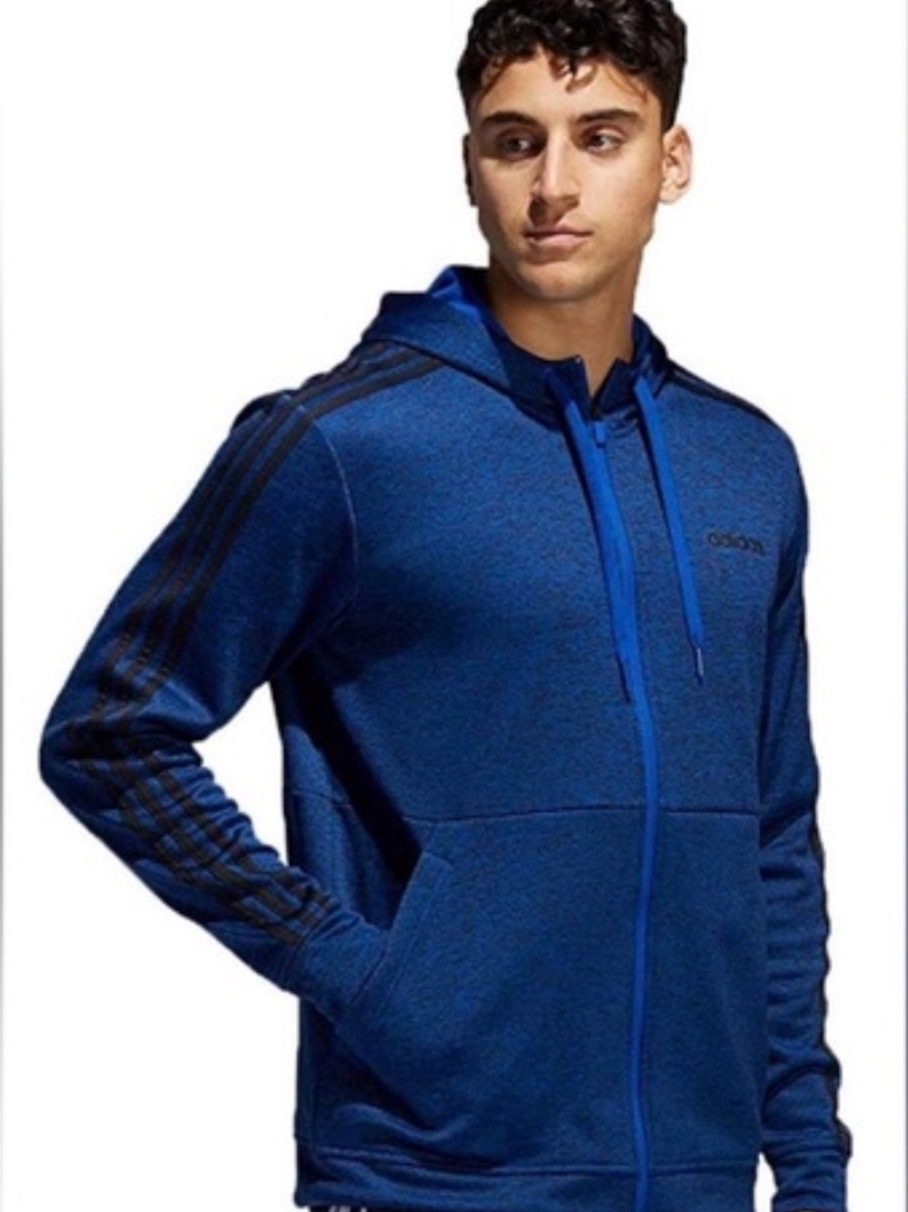 adidas Men’s Tech Royal Blue Full-Zip Fleece Hoodie Gorpcore Jacket 2XL B14